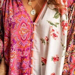 Floral and Paisley Button-Up Blouse